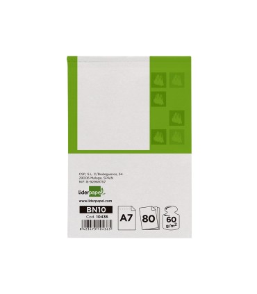 Bloc notas liderpapel liso a7 80 hojas 60g m2 perforado