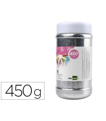 Purpurina liderpapel fantasia color plata metalizado bote de 450 gr