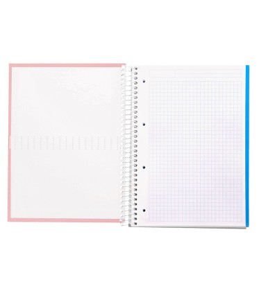 Cuaderno espiral liderpapel a4 micro crafty tapa forrada 120h 90 gr cuadro 5 mm 5 bandas 4 colores color rosa