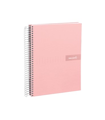 Cuaderno espiral liderpapel a4 micro crafty tapa forrada 120h 90 gr cuadro 5 mm 5 bandas 4 colores color rosa