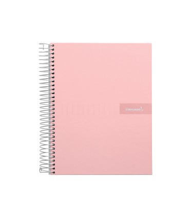 Cuaderno espiral liderpapel a4 micro crafty tapa forrada 120h 90 gr cuadro 5 mm 5 bandas 4 colores color rosa