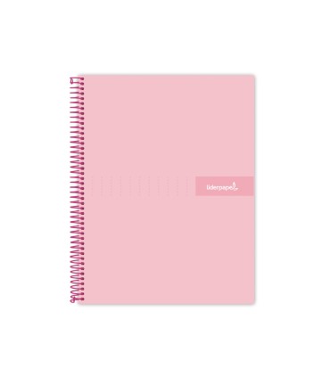 Cuaderno espiral liderpapel a4 micro crafty tapa forrada 120h 90 gr cuadro 5 mm 5 bandas 4 colores color rosa