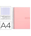 Cuaderno espiral liderpapel a4 micro crafty tapa forrada 120h 90 gr cuadro 5 mm 5 bandas 4 colores color rosa