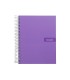 Cuaderno espiral liderpapel a4 micro crafty tapa forrada 120h 90gr cuadro 5mm 5 bandas 4 taladros color violeta