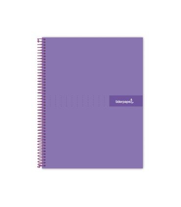 Cuaderno espiral liderpapel a4 micro crafty tapa forrada 120h 90gr cuadro 5mm 5 bandas 4 taladros color violeta