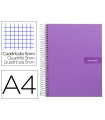 Cuaderno espiral liderpapel a4 micro crafty tapa forrada 120h 90gr cuadro 5mm 5 bandas 4 taladros color violeta