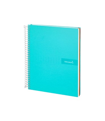 Cuaderno espiral liderpapel a4 micro crafty tapa forrada 120h 90gr cuadro 5mm 5 bandas 4 taladros color turquesa