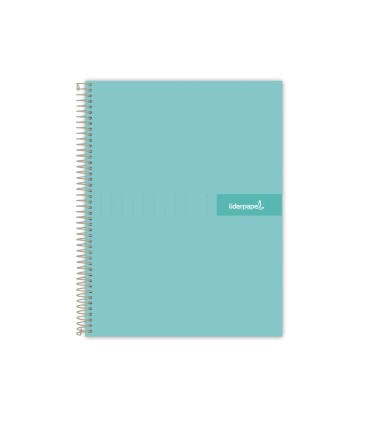 Cuaderno espiral liderpapel a4 micro crafty tapa forrada 120h 90gr cuadro 5mm 5 bandas 4 taladros color turquesa