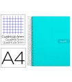 Cuaderno espiral liderpapel a4 micro crafty tapa forrada 120h 90gr cuadro 5mm 5 bandas 4 taladros color turquesa