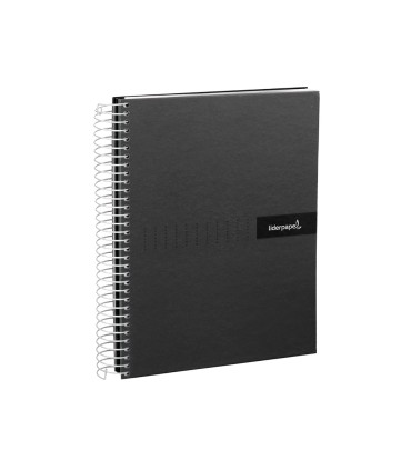 Cuaderno espiral liderpapel a4 micro crafty tapa forrada 120h 90 gr cuadro 5 mm 5 bandas 4 colores color negro