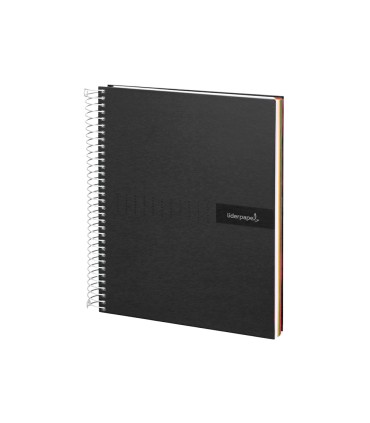 Cuaderno espiral liderpapel a4 micro crafty tapa forrada 120h 90 gr cuadro 5 mm 5 bandas 4 colores color negro