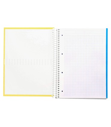 Cuaderno espiral liderpapel a4 micro crafty tapa forrada 120h 90gr cuadro 5mm 5 bandas 4 taladros color amarillo