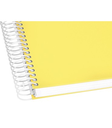 Cuaderno espiral liderpapel a4 micro crafty tapa forrada 120h 90gr cuadro 5mm 5 bandas 4 taladros color amarillo