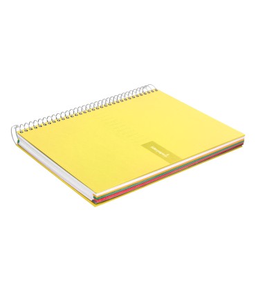 Cuaderno espiral liderpapel a4 micro crafty tapa forrada 120h 90gr cuadro 5mm 5 bandas 4 taladros color amarillo