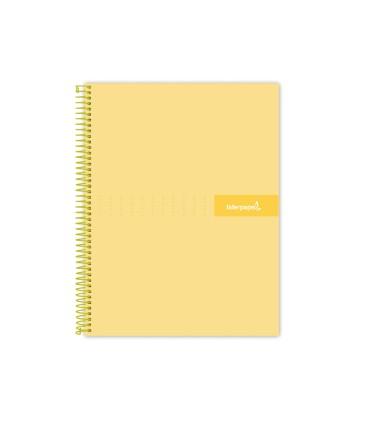 Cuaderno espiral liderpapel a4 micro crafty tapa forrada 120h 90gr cuadro 5mm 5 bandas 4 taladros color amarillo