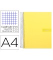 Cuaderno espiral liderpapel a4 micro crafty tapa forrada 120h 90gr cuadro 5mm 5 bandas 4 taladros color amarillo