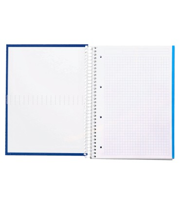 Cuaderno espiral liderpapel a4 micro crafty tapa forrada 120h 90 gr cuadro 5 mm 5 bandas 4 colores color azul