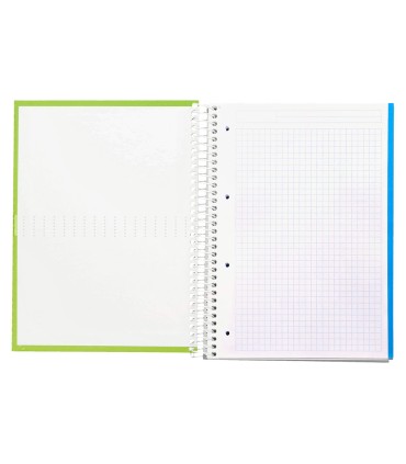 Cuaderno espiral liderpapel a4 micro crafty tapa forrada 120h 90 gr cuadro 5 mm 5 bandas 4 colores color verde