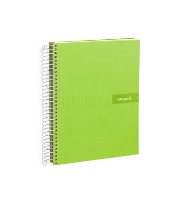 Cuaderno espiral liderpapel a4 micro crafty tapa forrada 120h 90 gr cuadro 5 mm 5 bandas 4 colores color verde