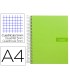 Cuaderno espiral liderpapel a4 micro crafty tapa forrada 120h 90 gr cuadro 5 mm 5 bandas 4 colores color verde