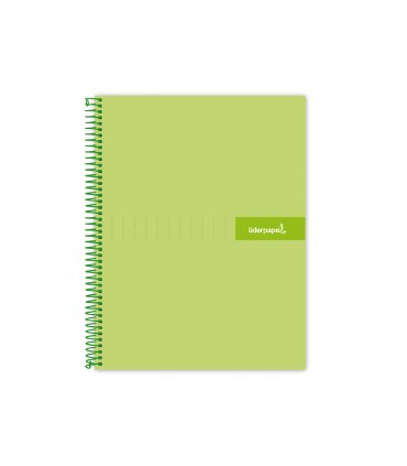 Cuaderno espiral liderpapel a4 micro crafty tapa forrada 120h 90 gr cuadro 5 mm 5 bandas 4 colores color verde