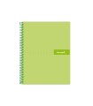 Cuaderno espiral liderpapel a4 micro crafty tapa forrada 120h 90 gr cuadro 5 mm 5 bandas 4 colores color verde