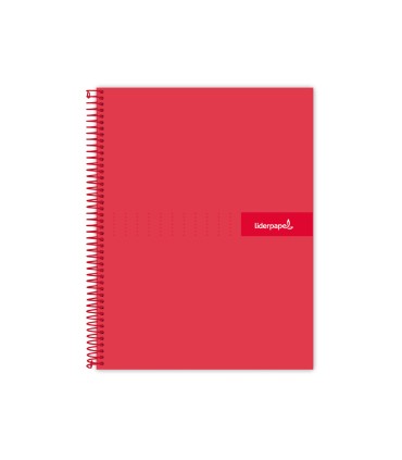 Cuaderno espiral liderpapel a4 micro crafty tapa forrada 120h 90 gr cuadro 5 mm 5 bandas 4 colores color rojo