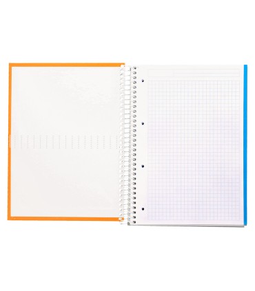 Cuaderno espiral liderpapel a4 micro crafty tapa forrada 120h 90 gr cuadro 5 mm 5 bandas 4 colores color naranja