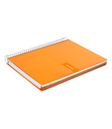 Cuaderno espiral liderpapel a4 micro crafty tapa forrada 120h 90 gr cuadro 5 mm 5 bandas 4 colores color naranja