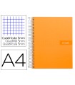 Cuaderno espiral liderpapel a4 micro crafty tapa forrada 120h 90 gr cuadro 5 mm 5 bandas 4 colores color naranja