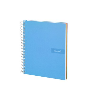 Cuaderno espiral liderpapel a4 micro crafty tapa forrada 120h 90 gr cuadro 5 mm 5 bandas 4 colores celeste