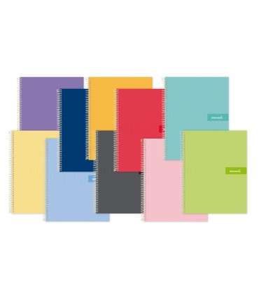 Cuaderno espiral liderpapel a4 crafty tapa forrada 80h 90 gr cuadro 5 mm con margen colores surtidos