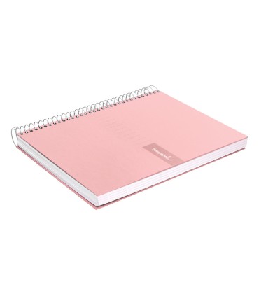 Cuaderno espiral liderpapel a4 crafty tapa forrada 80h 90 gr cuadro 4mm con margen color rosa