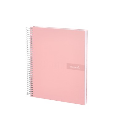 Cuaderno espiral liderpapel a4 crafty tapa forrada 80h 90 gr cuadro 4mm con margen color rosa