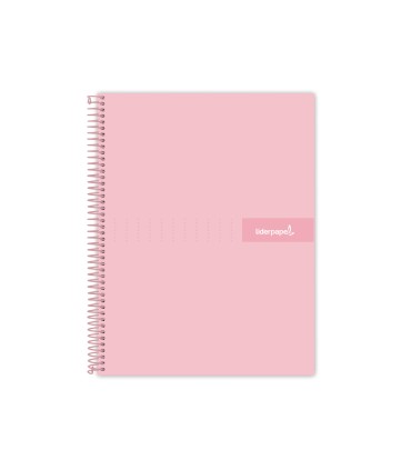 Cuaderno espiral liderpapel a4 crafty tapa forrada 80h 90 gr cuadro 4mm con margen color rosa