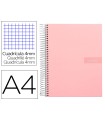 Cuaderno espiral liderpapel a4 crafty tapa forrada 80h 90 gr cuadro 4mm con margen color rosa