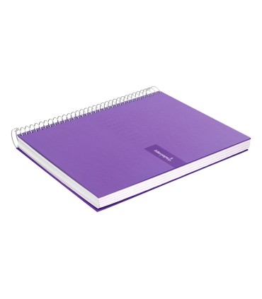 Cuaderno espiral liderpapel a4 crafty tapa forrada 80h 90 gr cuadro 4mm con margen color violeta