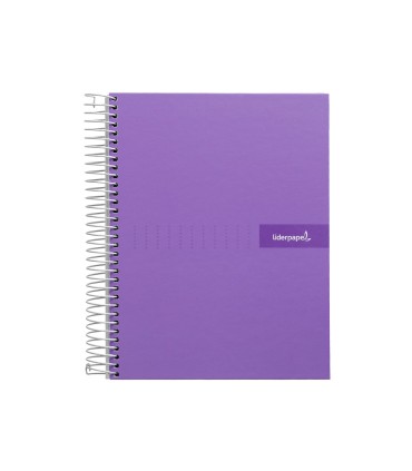 Cuaderno espiral liderpapel a4 crafty tapa forrada 80h 90 gr cuadro 4mm con margen color violeta