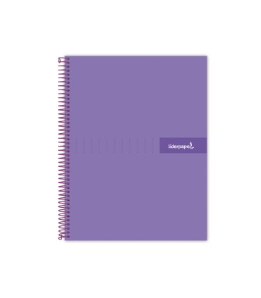 Cuaderno espiral liderpapel a4 crafty tapa forrada 80h 90 gr cuadro 4mm con margen color violeta