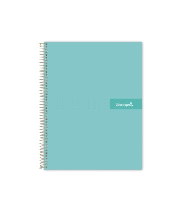 Cuaderno espiral liderpapel a4 crafty tapa forrada 80h 90 gr cuadro 4mm con margen color turquesa