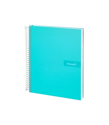 Cuaderno espiral liderpapel a4 crafty tapa forrada 80h 90 gr cuadro 4mm con margen color turquesa