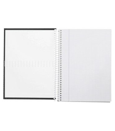 Cuaderno espiral liderpapel a4 crafty tapa forrada 80h 90 gr cuadro 4mm con margen color negro