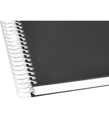 Cuaderno espiral liderpapel a4 crafty tapa forrada 80h 90 gr cuadro 4mm con margen color negro