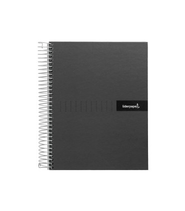 Cuaderno espiral liderpapel a4 crafty tapa forrada 80h 90 gr cuadro 4mm con margen color negro