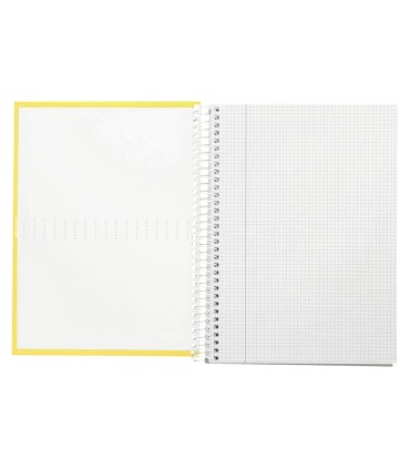 Cuaderno espiral liderpapel a4 crafty tapa forrada 80h 90 gr cuadro 4mm con margen color amarillo