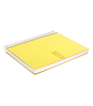 Cuaderno espiral liderpapel a4 crafty tapa forrada 80h 90 gr cuadro 4mm con margen color amarillo