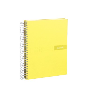 Cuaderno espiral liderpapel a4 crafty tapa forrada 80h 90 gr cuadro 4mm con margen color amarillo