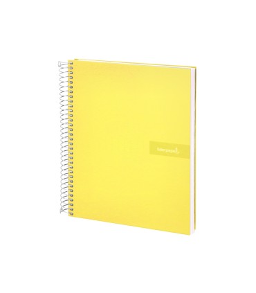 Cuaderno espiral liderpapel a4 crafty tapa forrada 80h 90 gr cuadro 4mm con margen color amarillo