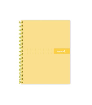 Cuaderno espiral liderpapel a4 crafty tapa forrada 80h 90 gr cuadro 4mm con margen color amarillo