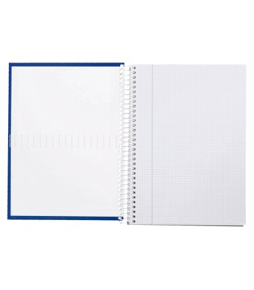 Cuaderno espiral liderpapel a4 crafty tapa forrada 80h 90 gr cuadro 4mm con margen color azul marino